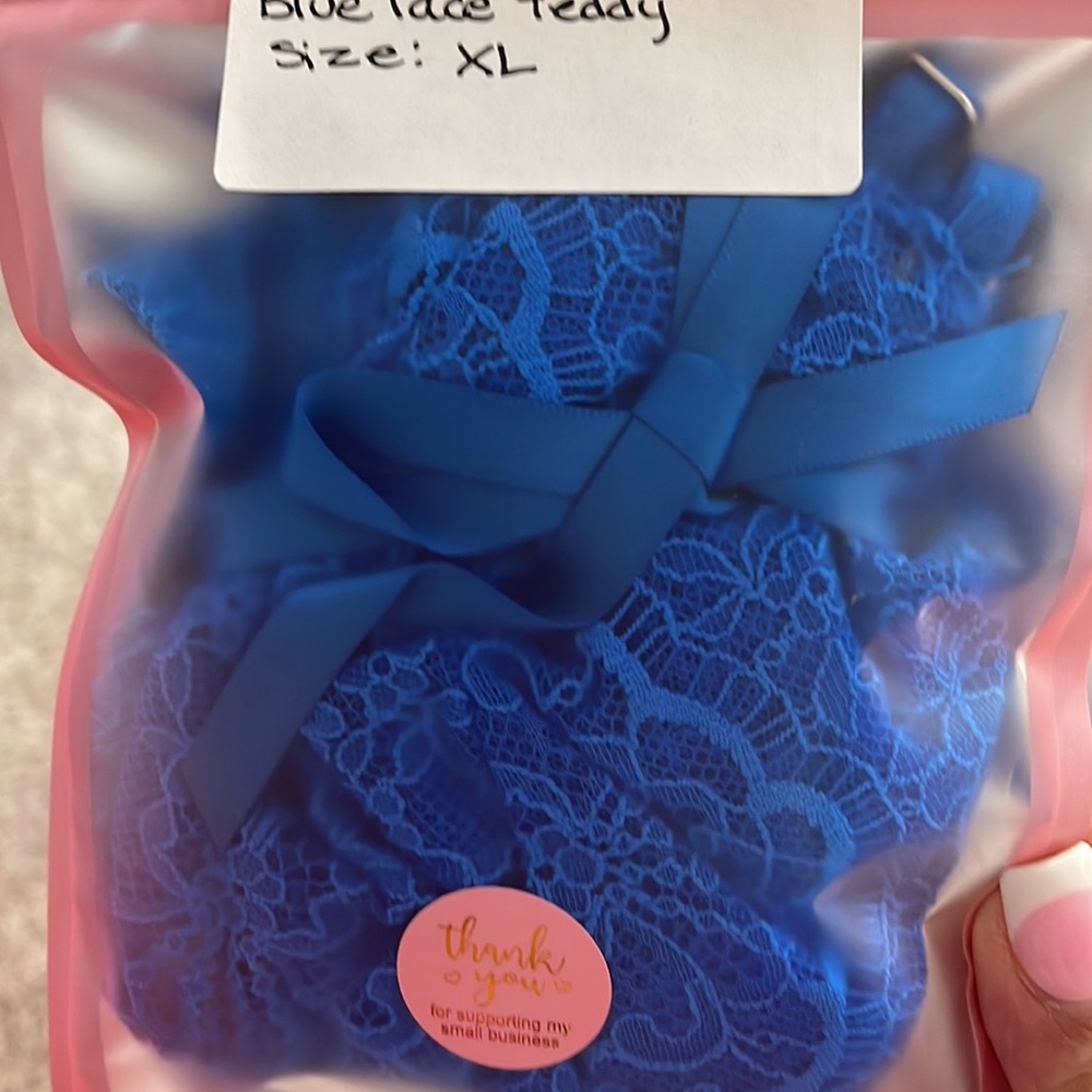 Victoria’s Secret Blue Lace Teddy open back NWT size XL - Picture 2 of 7